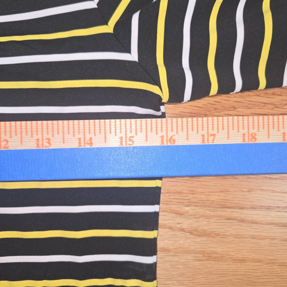 Lohla Sport‎ Striped Quarter Zip Pullover Top XS Black Yellow White Athletic - Picture 10 of 11